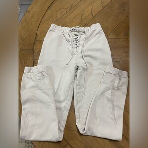 Joah Brown Cream Lace-Up Joggers